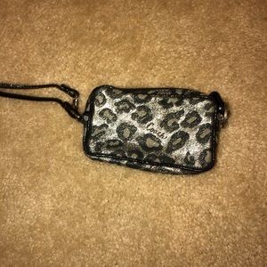 Coach silver cheetah print wristlet